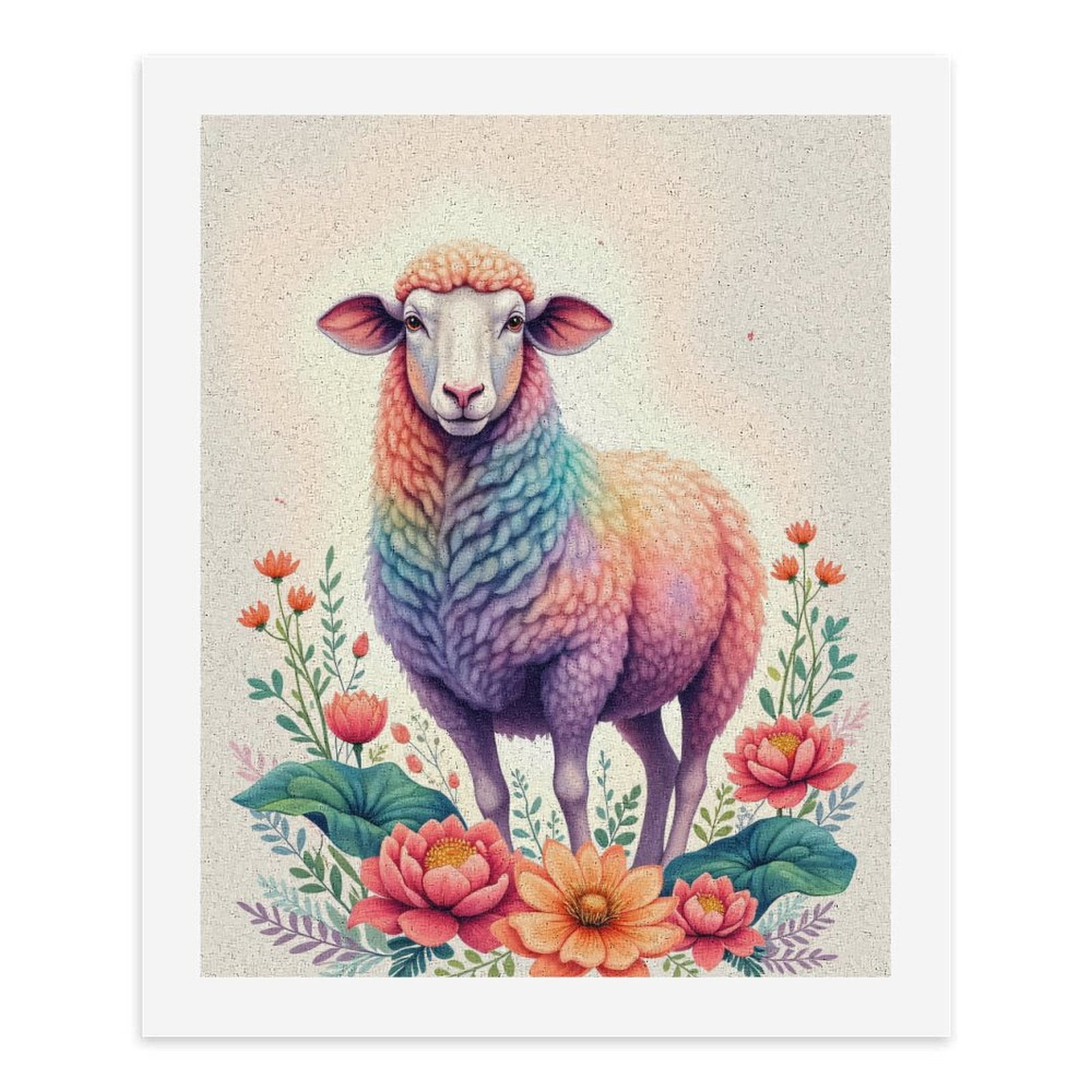 Paint By Numbers Kit for Adults Beginner - Rainbow Sheep Blossoms Art DIY Canvas Painting Kits for Adults, Frameless Paint By Number for Adults for Home Wall Decor 16x20 Inch