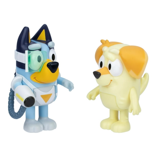 Figura 2 unidades de Bluey & Neighbor Chucky con traje Surprise Blaster