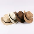 thumbnail image 3 of Unisex Kids Straw Hat Fedora Cap Wide Brim Sun Hat Parent-child Jazz Hat, 3 of 7