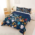thumbnail image 2 of Erosebridal Kids Ball Games Queen Comforter Set,Sport Theme L Alphabet Bedding Comforter Set For Baseball Boys,Reversible navy blue,3 Pieces, 2 of 7