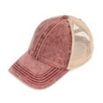 thumbnail image 3 of CC Washed Denim Criss-Cross Elastic Back Women's Ponytail Dad Cap Hat, 3 of 12
