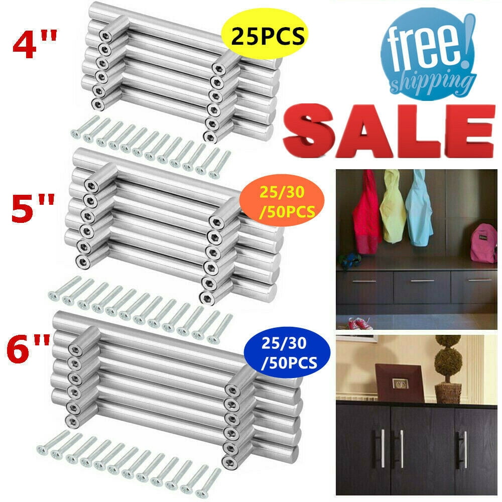 50 Pcs Stainless Steel Kitchen Cabinet Door Knob T Bar Drawer Handle Pulls 5 In Walmart Com Walmart Com