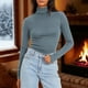 thumbnail image 2 of Blusas para mujer,Blusa informal de terciopelo de manga larga para mujer, cuello alto, poliéster con lentejuelas, largo regular para uso diario, sopatenor, 2 of 9