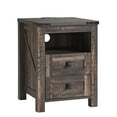 thumbnail image 6 of OKD Farmhouse Nightstand with Charging Station for Bedroom, 2-Drawer Rustic End Tables for Living Room, Dark Rustic Oak, 6 of 10