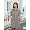 thumbnail image 5 of Zeagoo Cotton Linen Dress for Women Short Sleeve V-Neck Button Down Tunic Shift Dress Casual Breathable Comfy Summer Shirt Dress with Pocket for Beach Vacation and Everyday Wear, 5 of 6
