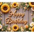thumbnail image 4 of Floral Design Birthday Banner Wooden Background Sunflower Decor for Birthday Celebration Indoor Party Outdoor Event, 4 of 7
