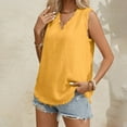 thumbnail image 2 of OSOLU Women Sleeveless Ruffled V-Neck Tops Summer Linen Tank Tops Solid Color Edge Hem Camisoles Shirts Classic Women Tops Dressy Casual, 2 of 6