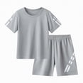 thumbnail image 4 of TOWED22 Toddler 2-Piece Athletic Outfit Set for Boy, Sport Short Sleeve Top & Shorts Casual Sport for Summer Outfits Grey,5-6 Y, 4 of 4