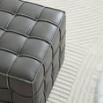 thumbnail image 3 of 17.32''W Genuine Leather Tufted Ottoman,Footstool for Living Room & Bedroom,Grey Color, 3 of 9