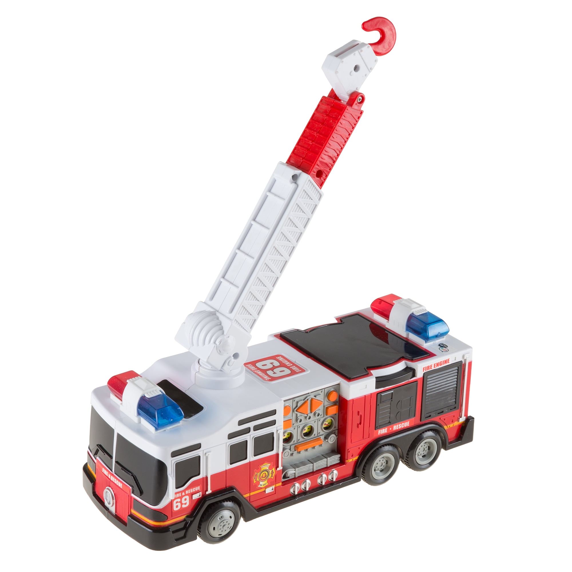 Fire Engine Rescue Toy Truck Fire Truck Extending Ladder That Can Turn 360 Degrees Great Birthday Gift for Boys /& Girls Lights /& Siren Sounds Bump /& Go Action Battery Operated Electric Vehicle