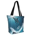 thumbnail image 2 of Fotbe Ice Blue Ocean Cute Dolphin A Pattern Beach Tote,Shoulder Handbag,Spacious Tote Bag,Lightweight Travel Bag,Versatile Shopping Bag, 2 of 9