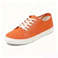 thumbnail image 2 of Pandaie Women's Fashion Sneakers Low Top Walking Running Tennis Shoes Lace up Non Slip Canvas Flats for Work Casual Daily Footwear Orange,9, 2 of 8