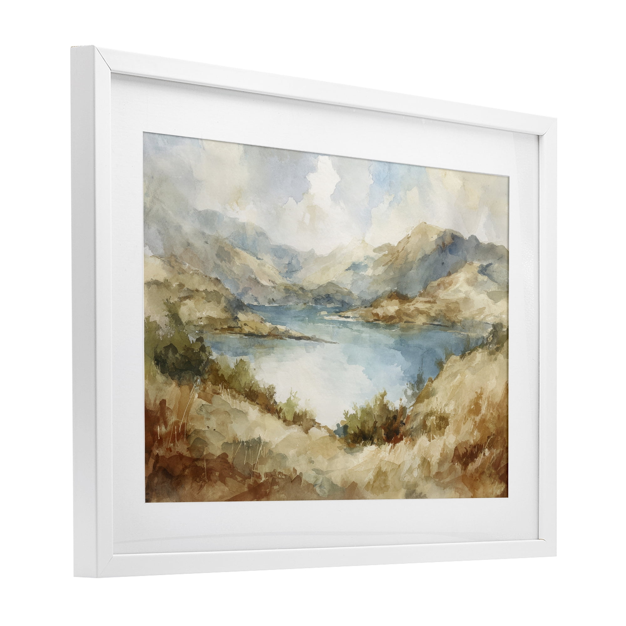 Stupell Industries Secret Mountain Lake Panorama White Framed Print Under Glass, design by Petal Prints Design