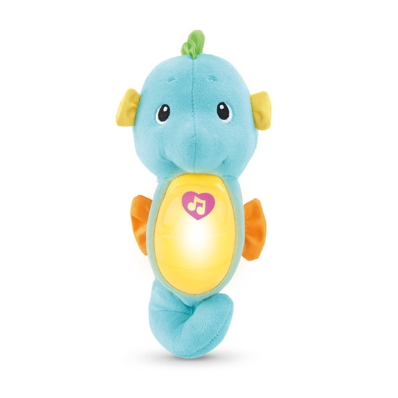 Fisher-Price Soothe & Glow Seahorse, Musical Plush Toy & Sound Machine for Baby with Lights, Blue
