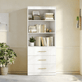 thumbnail image 3 of Frmobepts 71" Tall Bookcases with 3 Large Drawers & 3 Shelves, Wooden Bookshelf for Living Room Office, White, 3 of 9