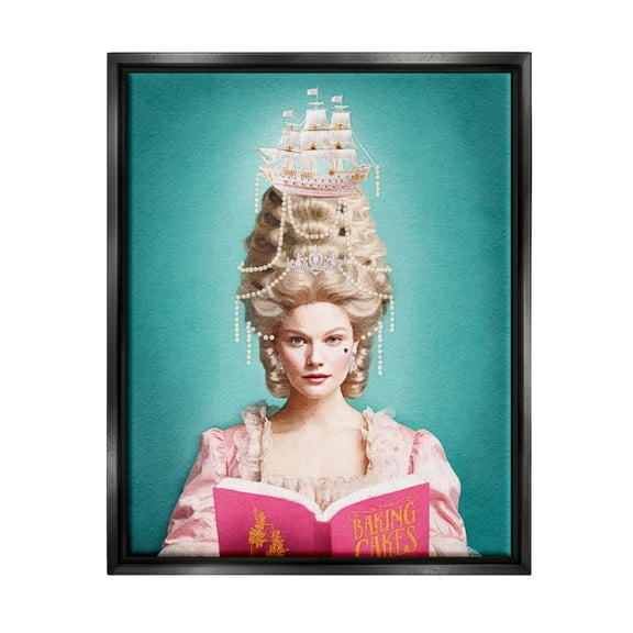 Stupell Industries Vintage Woman Reading Literature & Flim Painting Black Floater Framed Canvas Art Print Wall Art, 17 x 21