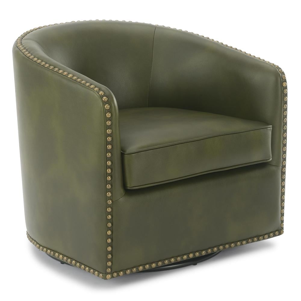 Comfort Pionte Tyler Faux Leather Swivel Armchair, Green