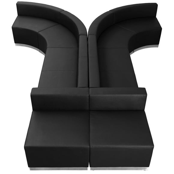 Flash Furniture ZB-803-620-SET-BK-GG 8 Piece Modular Reception Sofa Set - LeatherSoft Upholstery, Black- Set