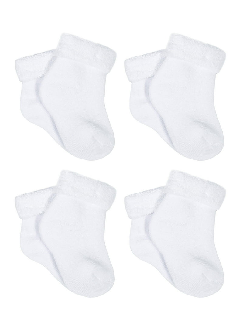 Gerber Gender Neutral White Terry Bootie Wiggle-Proof Socks, 12
