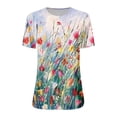 thumbnail image 4 of HOMBOM Women Tunic Tops Floral Print Red V-Neck Short Sleeve Button Down Shirts Going Out Tops, 4 of 4