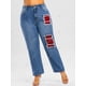 thumbnail image 3 of Tamaño extra grande de la tela escocesa de Patch Jeans gastados Rosegal Vaqueros de talla grande, 3 of 5