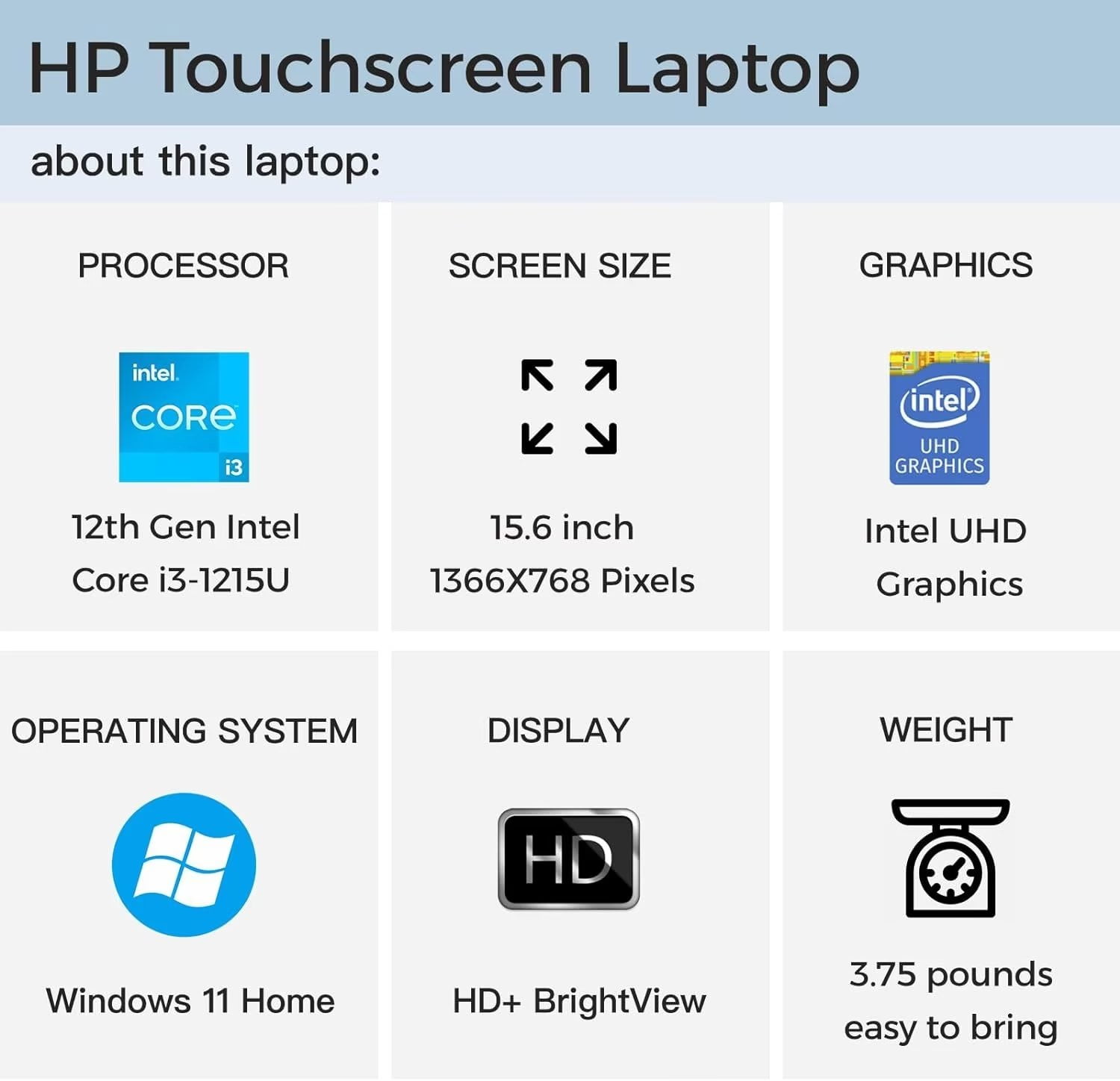 HP 15.6" Touchscreen Laptop, Intel Core i3-1215U (Up to 4.4GHz, Beats i5-1135G7), 32GB RAM, 1TB SSD, Intel UHD Graphics, WiFi, Bluetooth, Long Battery Life, Windows 11 Home