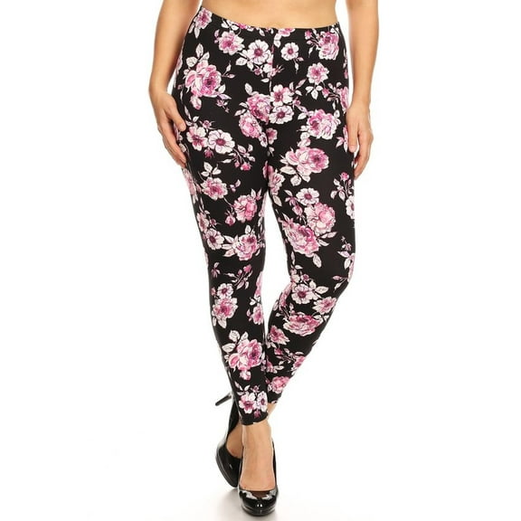 Buttery Smooth Decadent Pink Floral Leggings - Plus Size - 1XL 2XL 3XL Pink 3XL/4XL