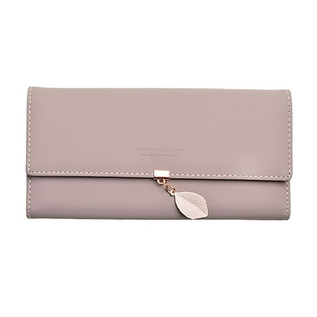 

Dicasser Long Wallet for Women PU Leather Leaf Pendant Card Holder Phone Checkbook Organizer Coin Purse(Dark Pink)