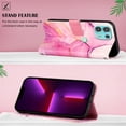 thumbnail image 3 of Allytech Moto Edge 20 Lite Case Wallet,Stylish Marble Folding Kickstand Full Body Protection Shockproof Cards Pocket Wrist Strap Wallet Cover for Motorola Moto Edge 20 Lite - Pink Marble, 3 of 7