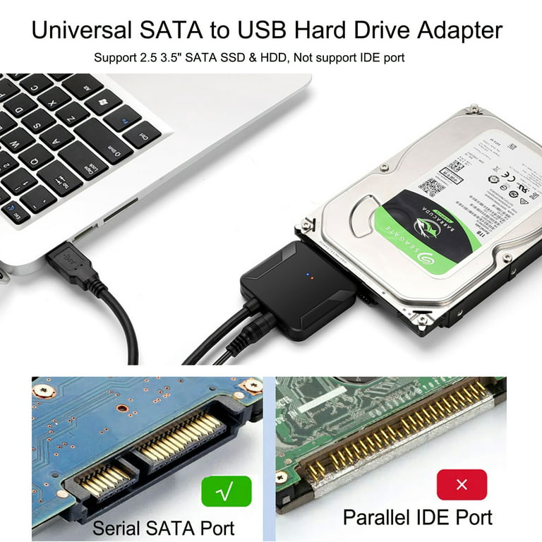  EYOOLD SATA to USB 3.0 Adapter Cable for 2.5 inch HDD/SSD, Hard  Drive Adapter Converter Support UASP (Black) : Electronics