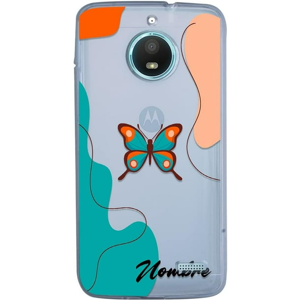 czcpp-INSTACASE Funda Compatible con Moto E4 Personalizada con Tu Nombre Mariposa Rosa y Verde, Protector Compatible con Moto E4 Personalizado, Case Mariposa Antigolpes TPU