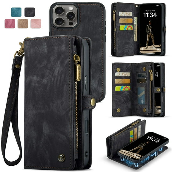 Leather Wallet With Card Holder Zipper Phone Case For iPhone 16 Pro Max 16Plus High Quality Leather Phone Case