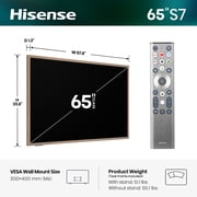 Hisense 65 S7 CanvasTV Series 4K Hi - QLED UHD Google Smart Art TV (65S7SG, 2026 New) - 144Hz, Art Mode, Anti-Glare Panel, Dolby Vision HDR, Hi-Matte Display, Frame & UltraSlim Wall Mount Included
