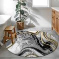 thumbnail image 5 of Black Gray Marble Round Rug 3ft Washable Circle Entryway Rugs Non Slip Vintage Golden Abstract Patterned Area Rug Indoor Floor Carpet for Bedroom Kitchen Living Room Home Office Dining Room Nursery, 5 of 8