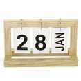 thumbnail image 3 of Uxcell Vintage Wood Perpetual Calendar, Wooden Flip Calendar Turn Page Month Date Display for Desk, Brown, 3 of 5