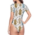 thumbnail image 4 of Daiia Cartoon Poodle Dog print Women's Crew Neck Short Sleeve Bodysuit Fashion Tops Fit Casual Basic Extender Bodysuit-X-Large, 4 of 9