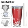 thumbnail image 4 of 16oz Tumblers Red Christmas Snowflake Pattern Stainless Steel Vacuum Insulated Double Wall Travel Tumbler Cups Mug with Lid and Straw,Cleaning Brush for Coffee,Tea, 4 of 4