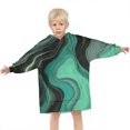 thumbnail image 3 of Green Gray Yellow Marble Pattern Blanket Hoodies for Kids 6-13YR Oversize Wearable Blanket Hoodies for Boys Girls Teens, 3 of 7