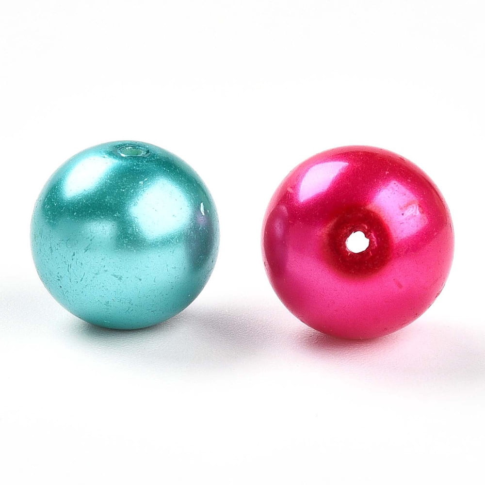 Baking Painted Pearlized Glass Pearl Beads Round Mixed Color 12~12.5mm Hole: 1.2~1.6mm 458pcs/1000g