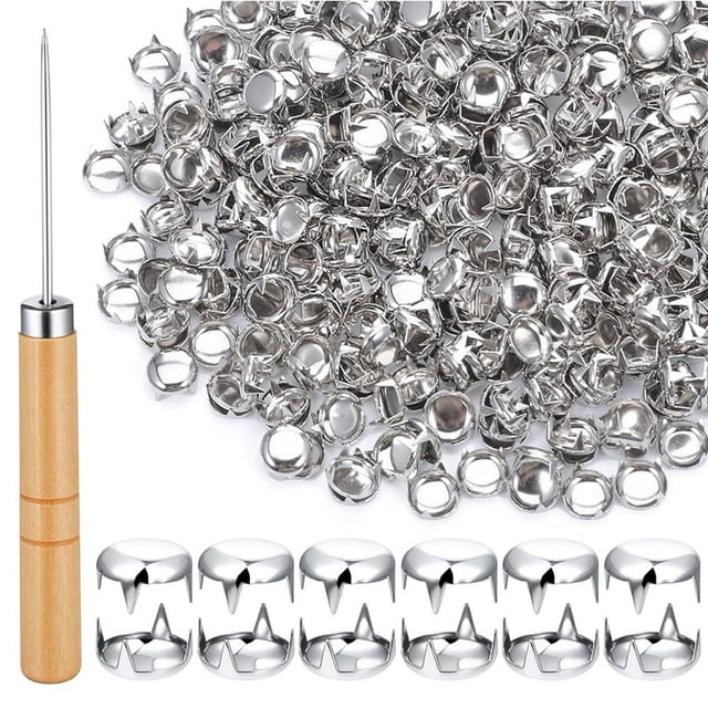 500 remaches redondos de 10 mm, plateados, para prendas de vestir y accesorios.