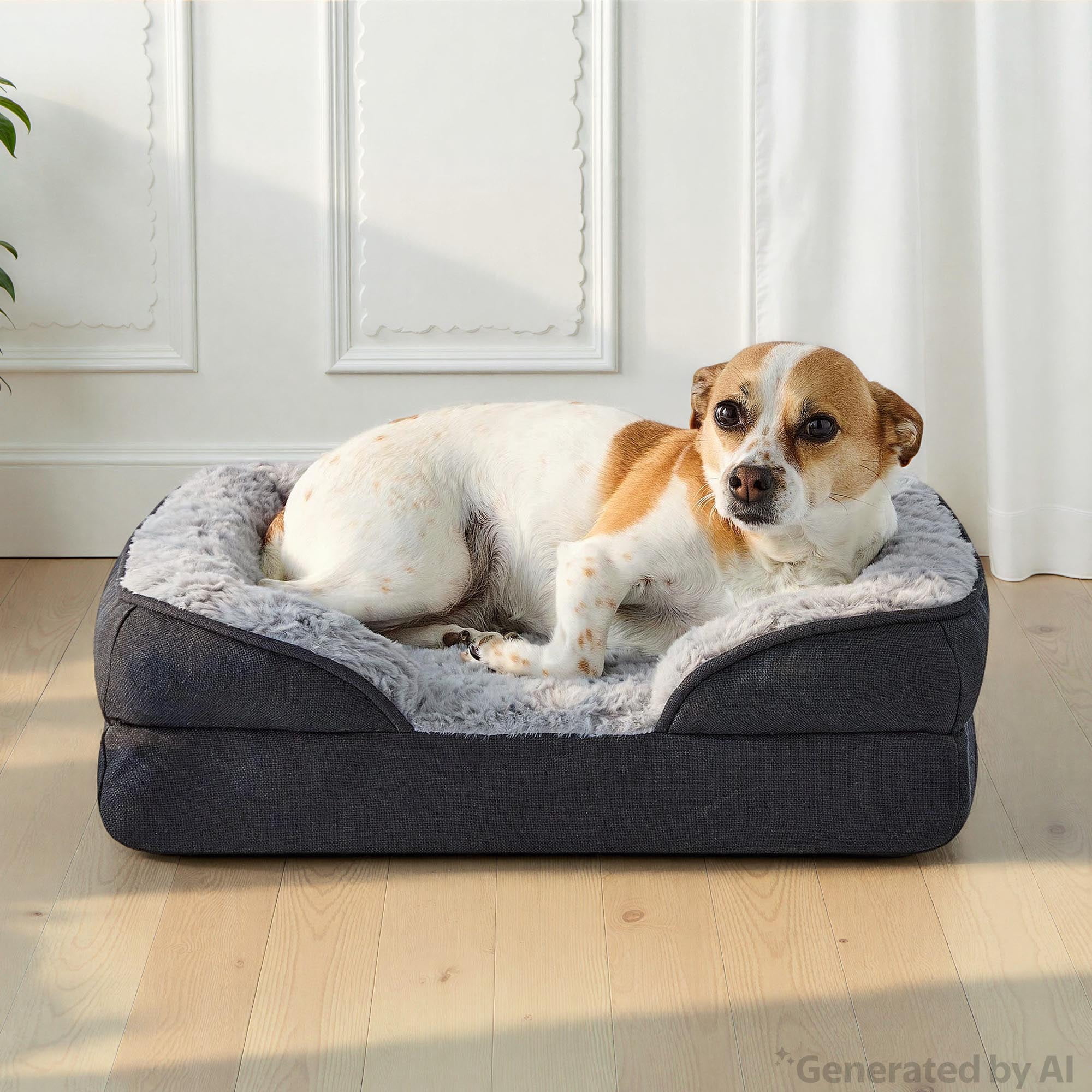 Vibrant Life Extra Small Orthopedic Bolster Dog Bed, Black, 15" x 20"