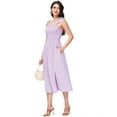 thumbnail image 2 of Women's Boho Summer Sleeveless Tie Straps Square Neck Smocked Split Midi Dress with Pockets, 2 of 6