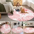 thumbnail image 5 of Pink Coral Round Area Rug 3.3 FT, Non Slip Small Entryway Kitchen Mat, Coastal Nautical Ocean Starfish Conch Washable Soft Circular Rug Non-Shedding Door Mat for Bathroom Playroom Kids Room, 5 of 9