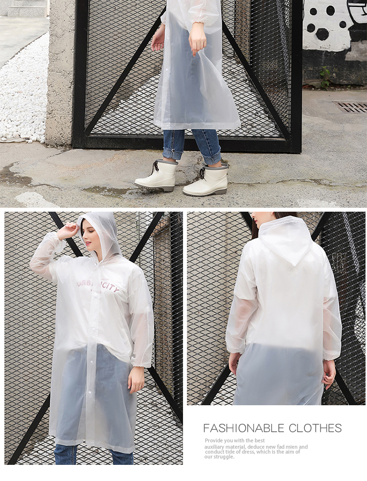 Puloru Adult Hooded Raincoat Long Sleeve Button Closure Reusable Rain Poncho - image 4 of 5