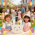 thumbnail image 3 of TUWAFE Easter Basket,Easter Bunny Baskets with Handle,Baby Gift Baskets,Egg Buckets Gifts Tote Bags Egg Hunt Basket for Kids,Boys,Girls,Toddler,Babies,Infant (White), 3 of 9