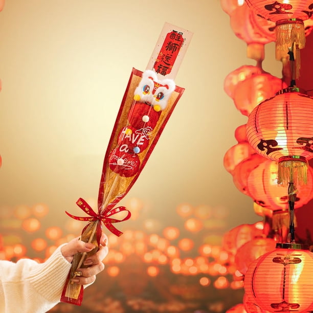 Fuzzy Sugar-Coated Hawthorn Stick Plush Ornament Chinese Year Decoration Photo Prop Desktop Display 1-Piece