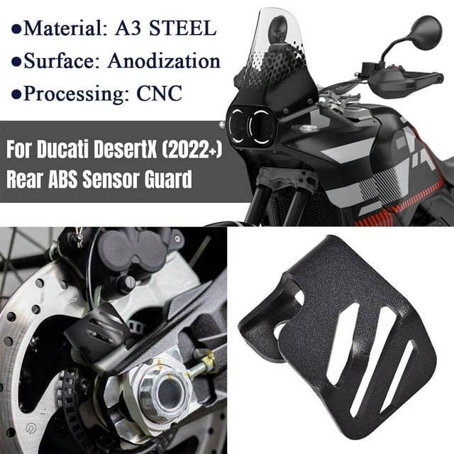 ALLTIMES Rear ABS Sensor Guard for Ducati DesertX 2022+, Black A3 Steel CNC Technology Anodization