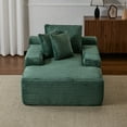 thumbnail image 3 of Miniyam Oversized 51" Chaise Lounge Chair, Upholstered Corduroy Sleeper Chair for Living Room, No Assembly, Green, 3 of 8
