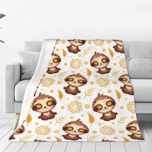 Fotbe Sloth Yoga Manta de Franela Acolchonada con Estampado, Súper Suave y Esponjosa, Extra Grande para Sofá, Cama, Uso Todo el Año-80"x60"