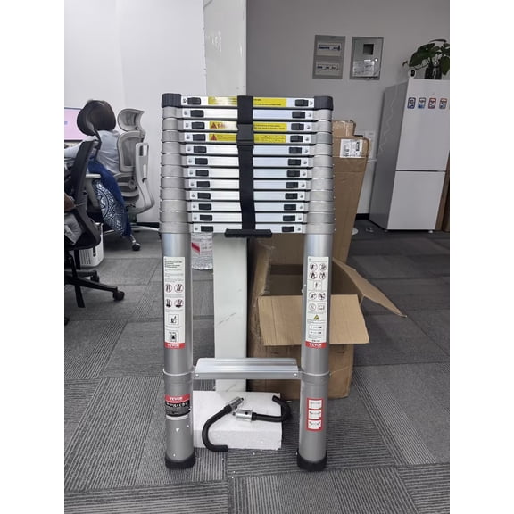 WRAKTOL 13.8 ft Telescoping Aluminum Ladder, Extension Ladder with Multi Locking System, Wide Steps